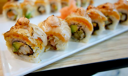 The Sushi Bar's star dish - Salmon Aburi Roll