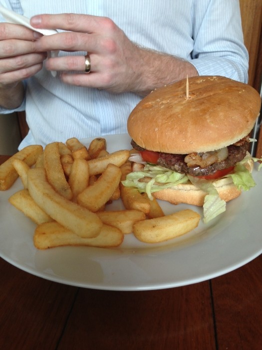 Chi Chi's beef burger with Chips ($14.50). Photo by Emily Staresina.